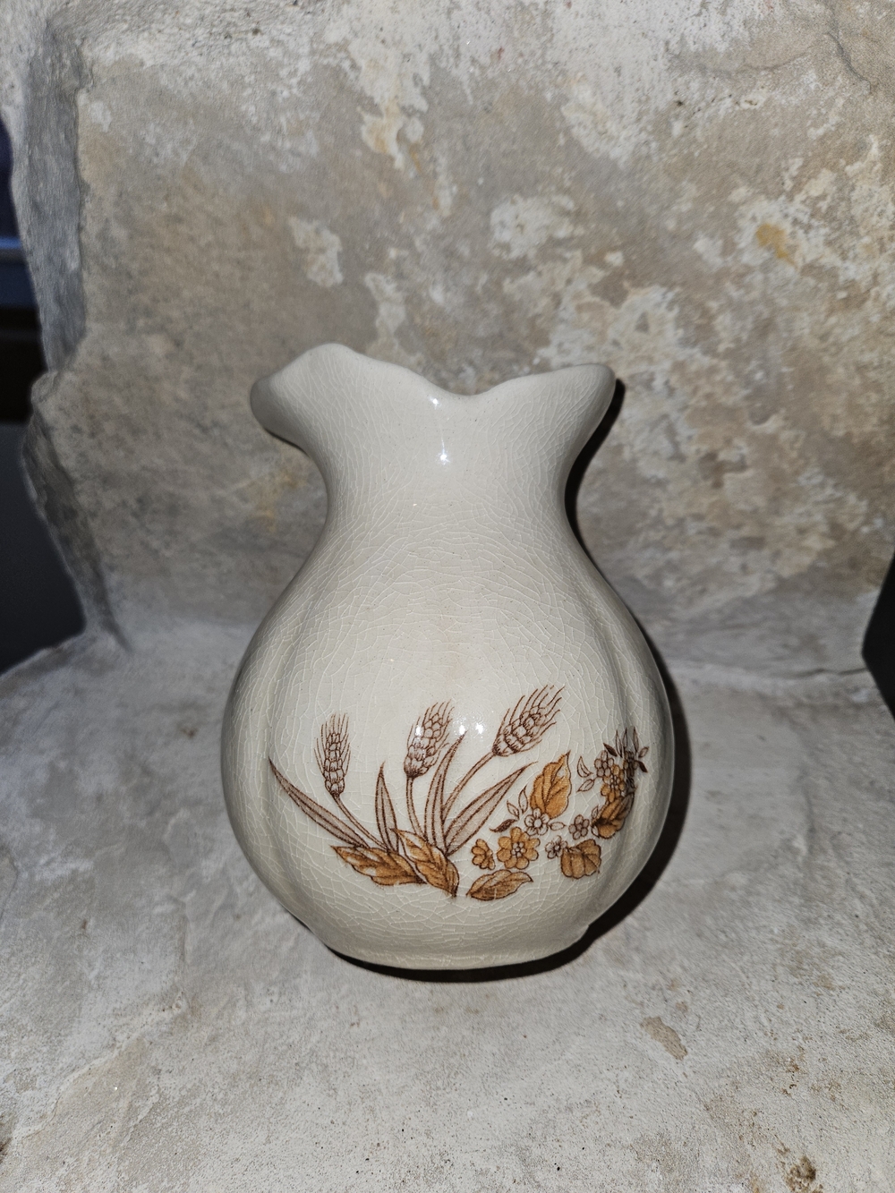 Vintage Interpur Cream Floral Ceramic Bud Vase